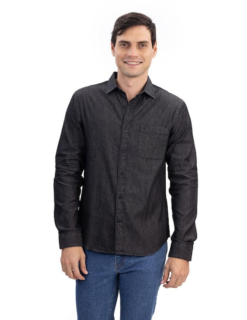 Camisa casual de algodón manga larga para hombre