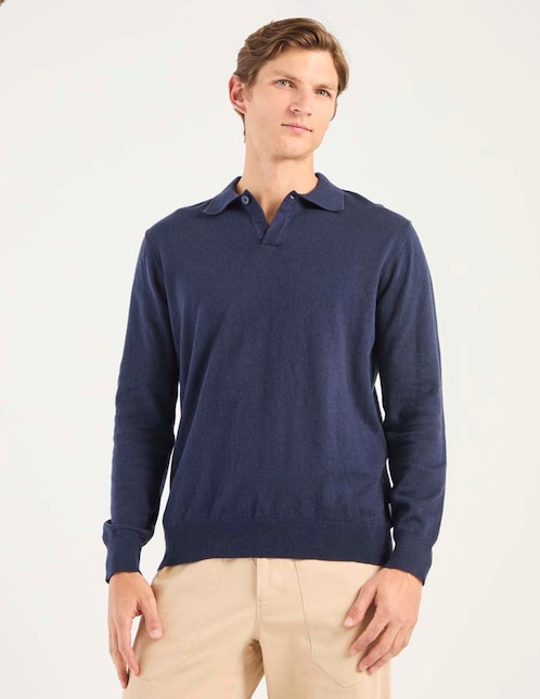 Suéter cuello camisero para hombre 1