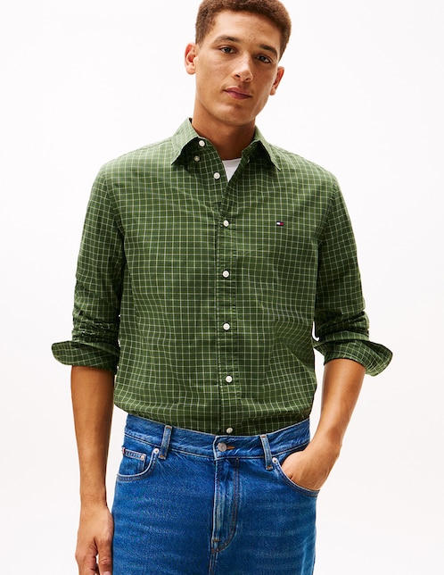 Camisa casual Tommy Hilfiger de algodón manga larga para hombre