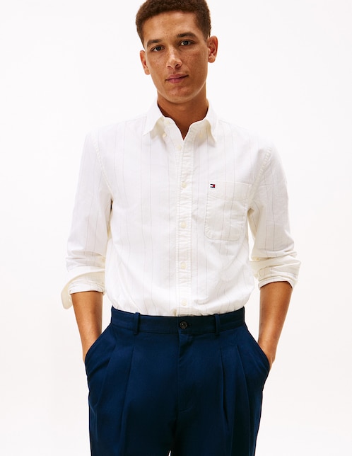 Camisa casual Tommy Hilfiger de algodón manga larga para hombre