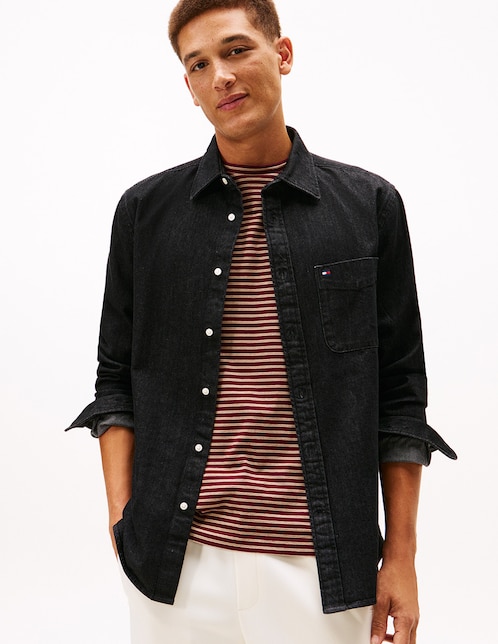 Sobrecamisa casual Tommy Hilfiger de algodón manga larga para hombre