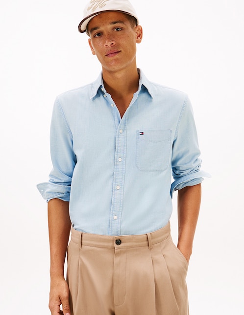 Camisa casual de algodón manga larga para hombre 1