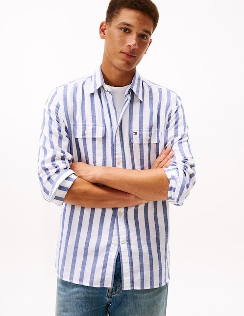 Camisa casual de algodón manga larga para hombre 1