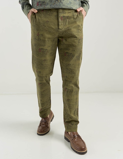 Pantalón chino recto de algodón para hombre 1