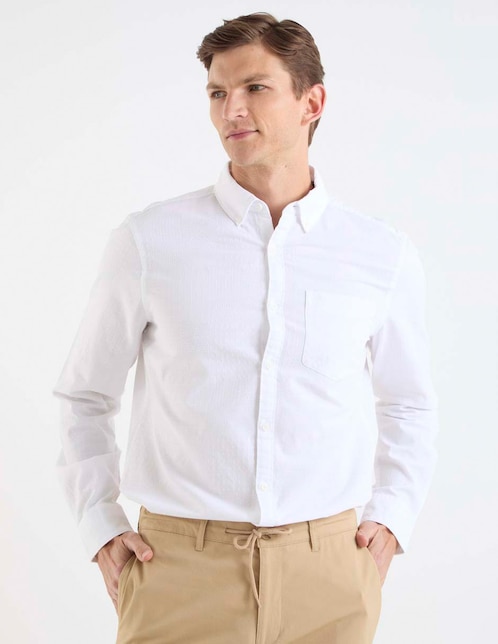 Camisa casual Original Penguin de algodón manga larga para hombre