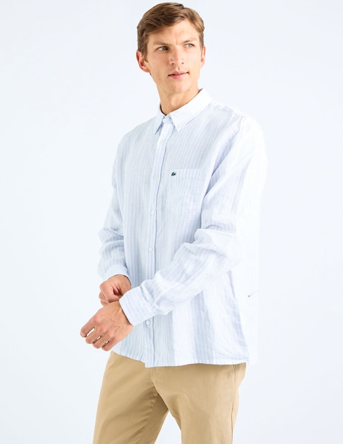 Camisa casual de lino manga larga para hombre 1