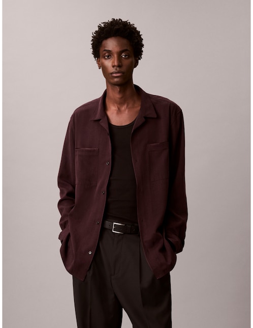 Sobrecamisa casual Calvin Klein de algodón manga larga para hombre