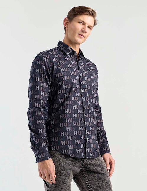 Camisa casual Hugo de algodón manga larga para hombre