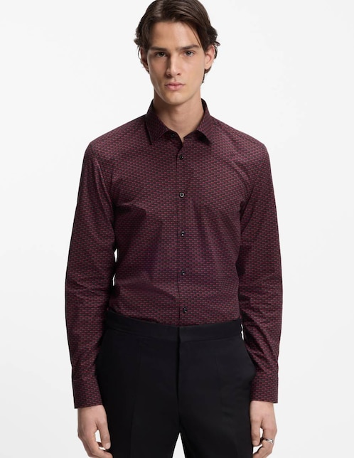 Camisa business casual Hugo de algodón manga larga para hombre
