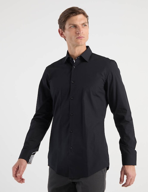 Camisa business casual Hugo de algodón manga larga para hombre