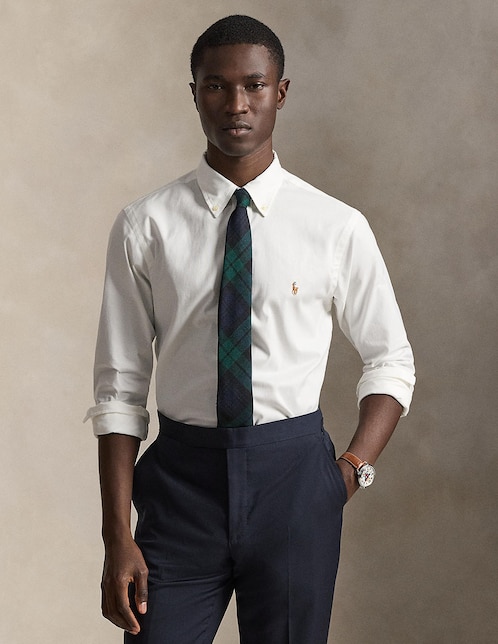 Camisa business casual Polo Rl de algodón manga larga para hombre