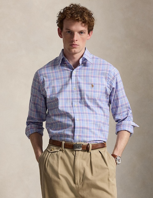 Camisa business casual Polo Rl de algodón manga larga para hombre
