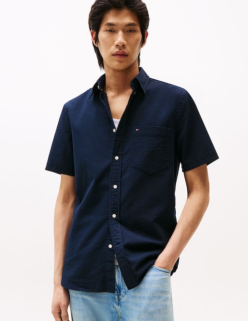 Camisa casual Tommy Hilfiger de algodón manga corta para hombre