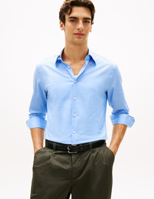 Camisa casual Tommy Hilfiger de algodón manga larga para hombre
