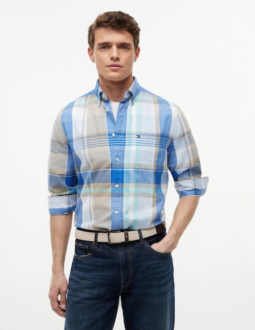 Camisa casual de algodón manga larga para hombre 1