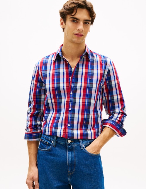 Camisa casual Tommy Hilfiger de algodón manga larga para hombre