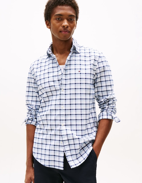 Camisa casual de algodón manga larga para hombre 1