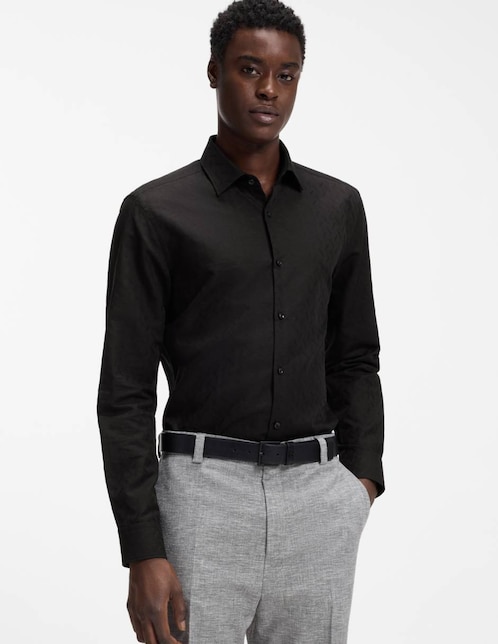 Camisa business casual Hugo de algodón manga larga para hombre