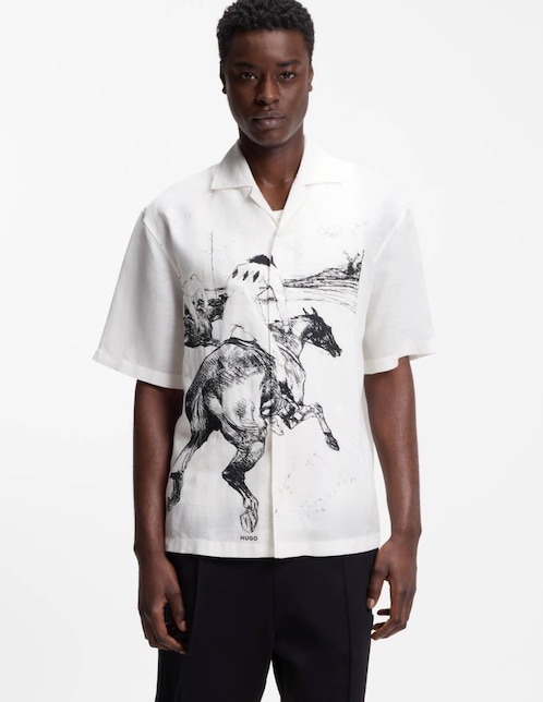 Camisa casual Hugo de algodón manga corta para hombre