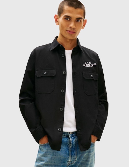 Sobrecamisa casual de algodón manga larga para hombre 1
