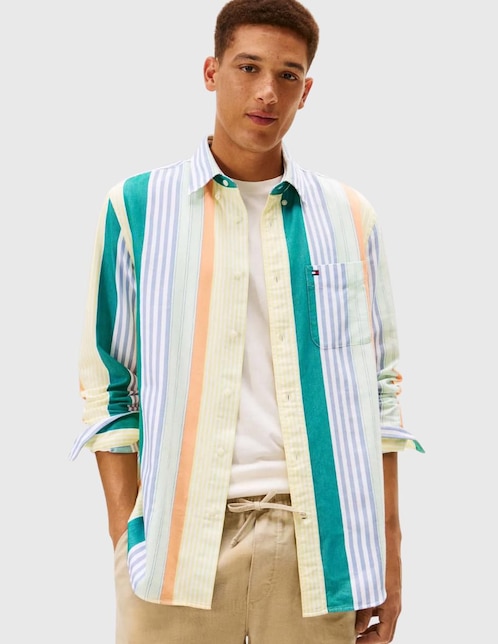 Camisa business casual Tommy Hilfiger de algodón manga larga para hombre