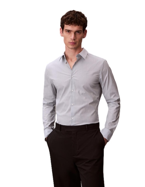 Camisa casual Calvin Klein de algodón manga larga para hombre