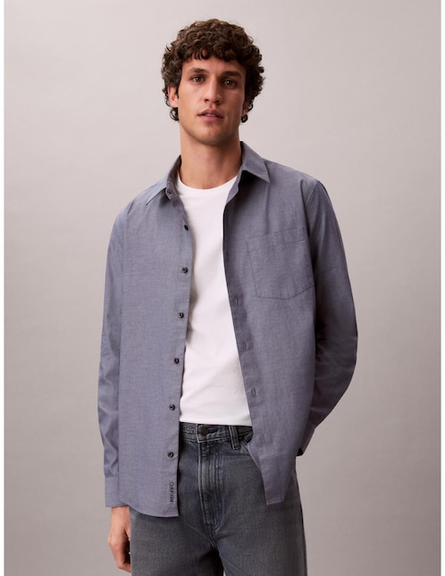 Camisa casual de algodón manga larga para hombre 1