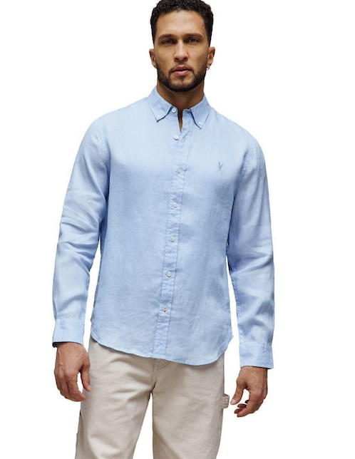 Camisa casual Psycho Bunny de lino manga larga para hombre