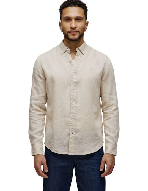 Camisa casual Psycho Bunny de lino manga larga para hombre