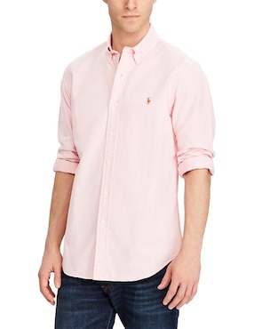 Camisa casual Polo Rl de algodón manga larga para hombre