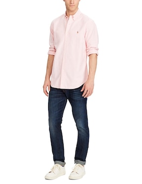 Camisa casual Polo Rl de algodón manga larga para hombre