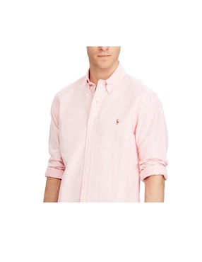 Camisa casual Polo Rl de algodón manga larga para hombre
