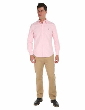 Camisa casual Polo Rl de algodón manga larga para hombre