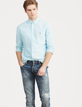 Camisa casual Polo Ralph Lauren de algodón manga larga para hombre