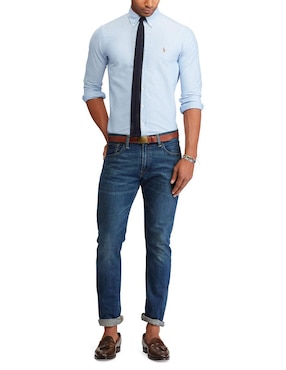 Camisa casual Polo Rl de algodón manga larga para hombre