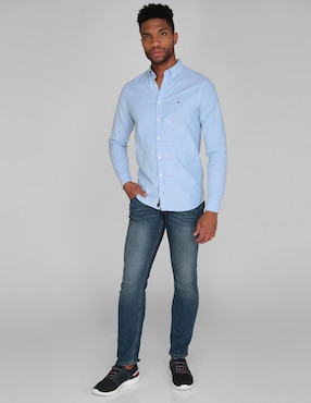 Camisa casual Tommy Hilfiger de algodón manga larga para hombre