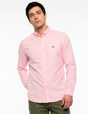 Camisa casual Lacoste de algodón manga larga para hombre
