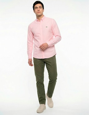 Camisa casual Lacoste de algodón manga larga para hombre