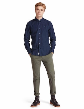 Camisa casual Timberland de algodón manga larga para hombre