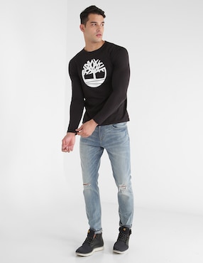 Playera Timberland Ls treelg ringer cuello redondo para hombre