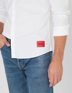 Camisa casual HUGO de algodón manga larga para hombre