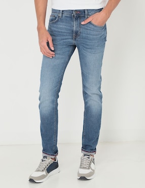 Jeans Slim Tommy Hilfiger Lavado Claro Para Hombre