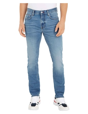 Jeans Straight Tommy Hilfiger Deslavado Para Hombre