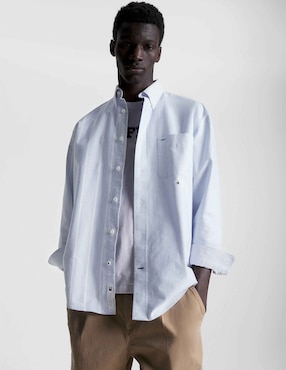 Camisa casual Tommy Hilfiger de algodón manga larga para hombre