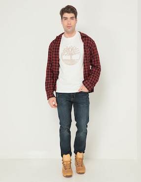 Camisa casual Timberland de algodón manga larga para hombre