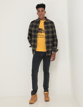 Camisa casual Timberland de algodón manga larga para hombre