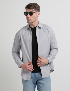 Camisa Casual Calvin Klein De Algodón Manga Larga Para Hombre