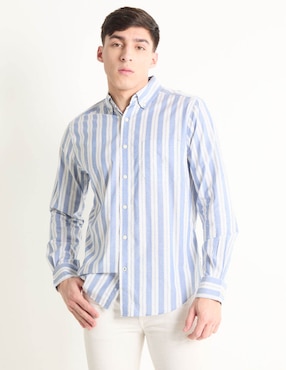 Camisa Casual Nautica De Algodón Manga Larga Para Hombre