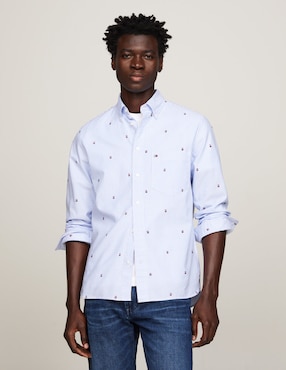 Camisa Casual Tommy Hilfiger De Algodón Manga Larga Para Hombre