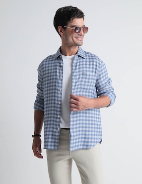 Camisa casual Faherty de algodón manga larga para hombre